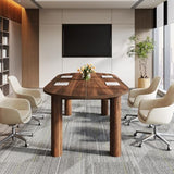 Tribesigns 5.3 ft Oval Conference Table, 63 Inches Curved Meeting Seminar Table for 4-6 People, Walnut Training Desk for Office Conference Room Tribesigns