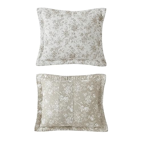 Laura Ashley - Twin Quilt Set, Reversible Floral Cotton Bedding with Matching Sham, Home Decor for All Seasons (Walled Garden Brown, Twin) Laura Ashley