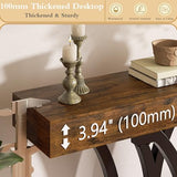 JUSTOGO 43.3" Console Table for Entryway, Industrial Sofa Table Entryway Table, Narrow Wood Accent Tables X-Shaped Metal Hallway Table for Living Room, Small Spaces, Entrance, Foyer, Rustic Brown JUSTOGO