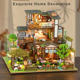 ISSEVE DIY Miniature House Kit, Tiny House Dollhouse Kit for Adults, Mini House Building Kits, Miniature Kit Adult Craft Diorama Kit Home Bookshelf Decoration, Birthday Gifts (Bamboo Spring Courtyard)