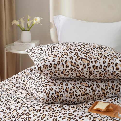 mixinni Black Brown Leopard Print Comforter Set King Size Women Ultra Soft Wildlife Animal Cheetah Print Comforter Men Abstract Bedding Set with 2 Pillowcases for All Seasons-King Size mixinni