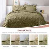 JOLLYVOGUE Olive Green Queen Size Comforter Sets 7 Pieces, Pintuck Bed in a Bag Comforter Set for Bedroom, Bedding Comforter Sets with Comforter, Sheets, Ruffled Shams & Pillowcases JOLLYVOGUE