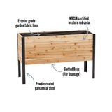 EARTH ELEVATED 100% Canadian Cedar Wood Elevated Garden Bed for Gardening - Planter Pot to Grow Herbs Flowers, and Vegetables at Home Indoor and Outdoor Patio Balcony Deck - 18” x 48” x 30” EARTH ELEVATED