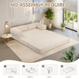 5-in-1 Convertible Sofa Bed,54" Boneless Couch Tri Folding Floor Mattress with Removable L-Shaped Armrests & Handle,Corduroy Futon Couch Sleeper with Pull Out Bed for Living Room Bedroom Apartment feliz home