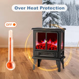 DUMOS 19” Freestanding Electric Fireplace Heater, Electric Fireplace Stove with Adjustable 3D Flame Effect, Stove with Safety Features & Easy Control, Small Corner Heater for Home Office, Inky DUMOS