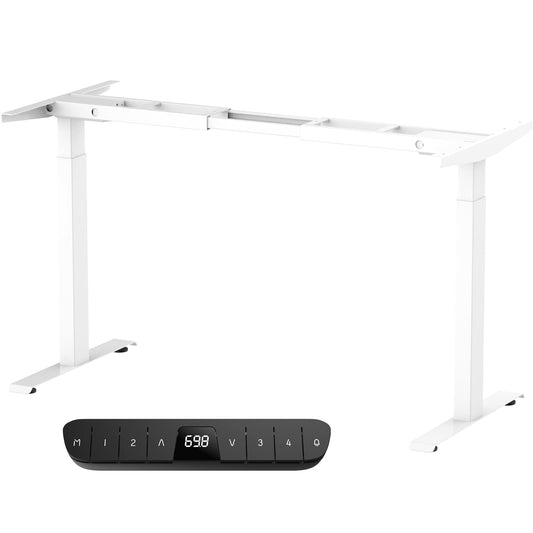 AITERMINAL Dual Motor Standing Desk Frame, Electric Adjustable Standing Desk Legs for Office Home (White Frame + Motors + Control Panel)