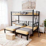 CXRCY Heavy Duty Triple Bunk Bed, Twin Over Twin Over Twin with Guardrails, Inclined Ladder & Storage, Detachable Metal Bunk Bed for 3, Converts to 3 Separate Twin Beds CXRCY