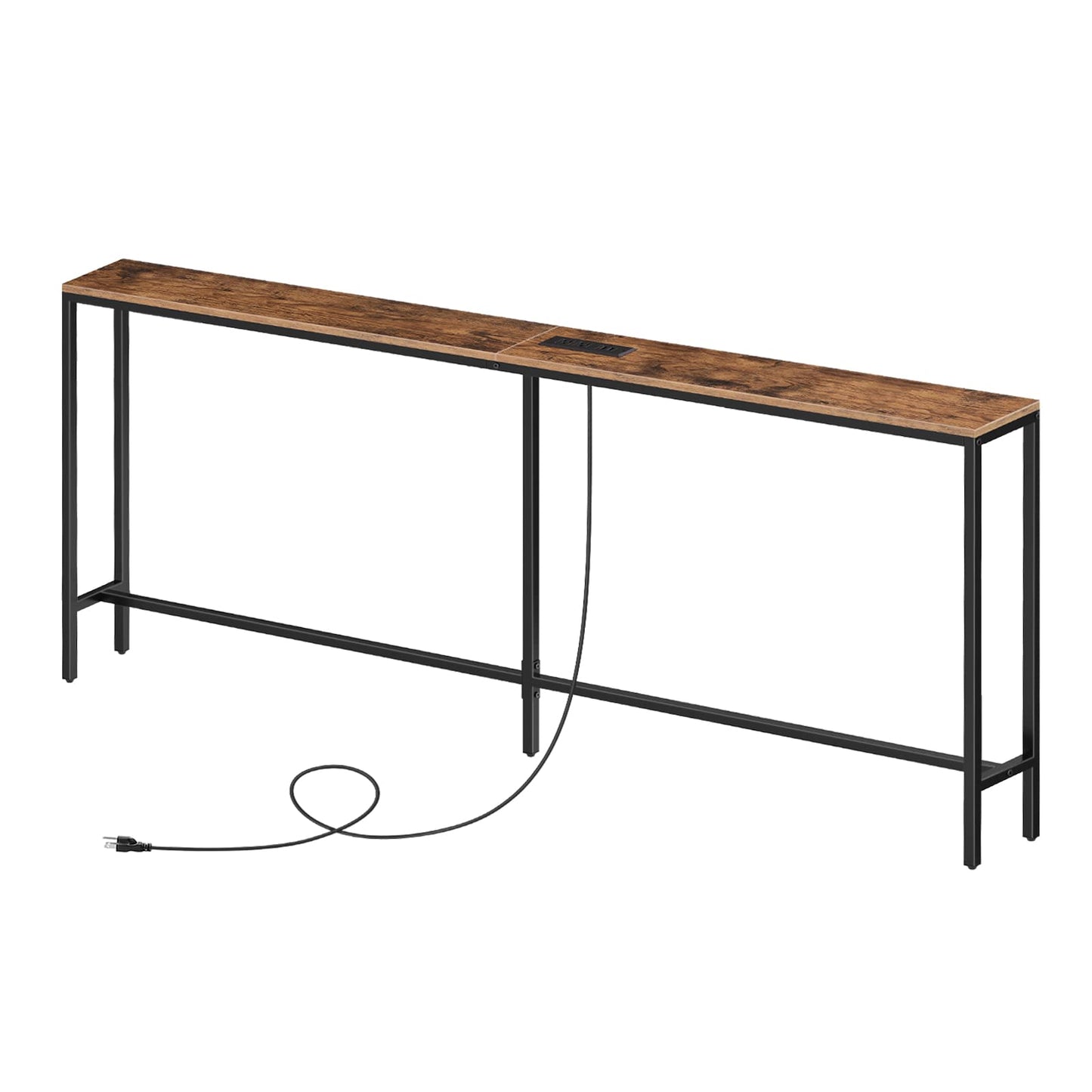 MAHANCRIS Skinny Console Table with Power Outlets, 70.9" Narrow Sofa Table, Behind Couch Table with Charging Station, Sofa Hallway Table for Plants, Living Room CTHR185E01