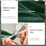 WARMDERN Emerald Green Flannel Velvet Duvet Cover King Size Duvet Cover Bedding Sets, 3pcs Ultra Soft Luxury Textured Modern Crystal Velvet Duvet Covers with Zipper Closure(Emerald Green, King) WARMDERN