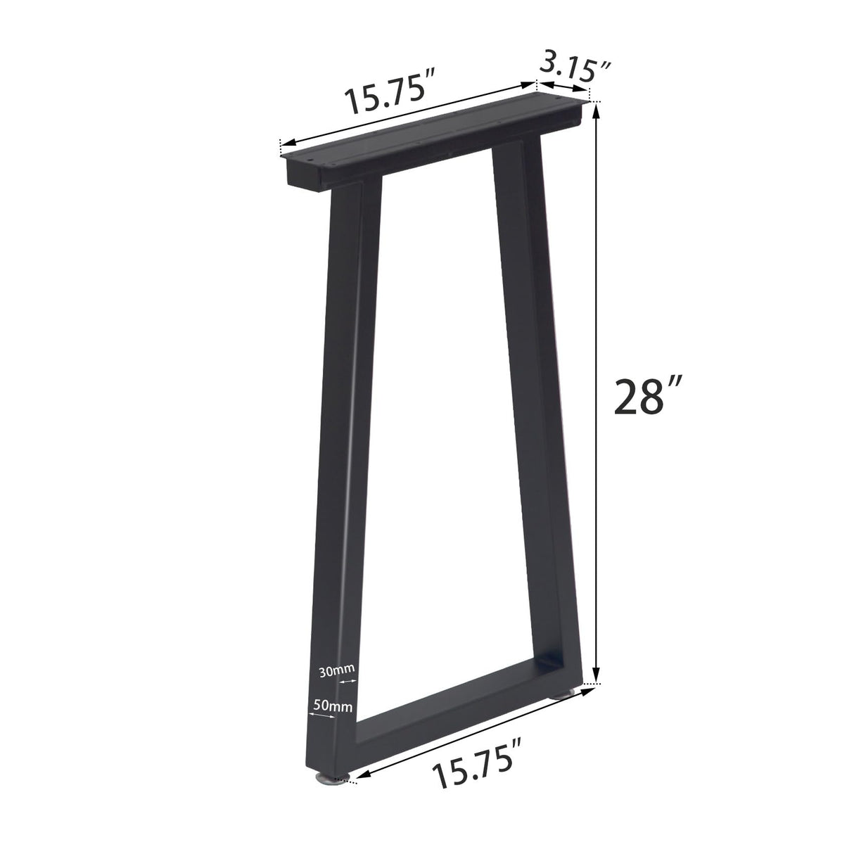 Taelakeni 28 Inch Metal Table Desk Legs, Heavy Duty Industrial Style Dinning Table Leg with Adjustment Feet Pads, Trapezoid Taelakeni