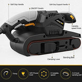 Jellas 7Amp Belt Sander 3 × 21-Inch with Dust Bag, Bench Sander with Variable-speed Control, 2 in 1 Vacuum Adapter, 10 Feet (3 Meters) Length Power Jellas