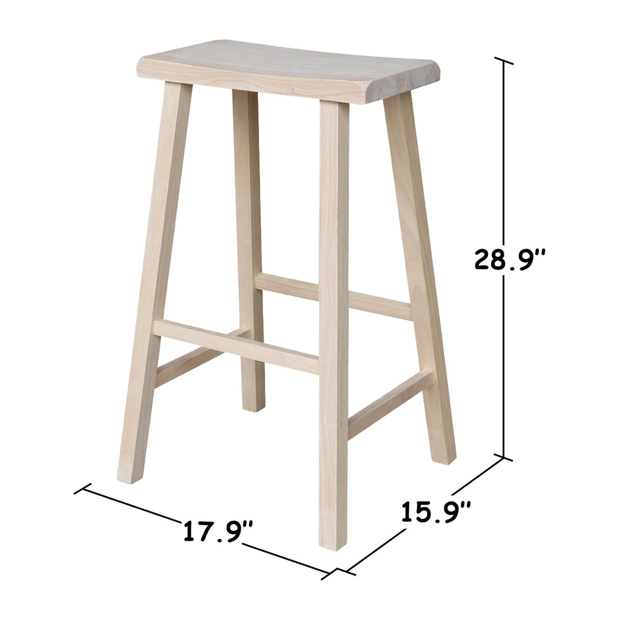 International Concepts 29-Inch Saddle Seat Stool, Unfinished International Concepts