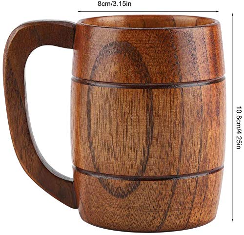 Yosoo 350mL Wooden Beer Mugs,Handmade Retro Brown Drinkware with Handle for Wine/Coffee/Tea Gift Drinking Cup for Men/Women Yosoo