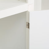 78.75'' Display Shelves,Display Cabinet with Adjustable LED Ceiling Light, Retro-Style Bookcases with Tempered Glass Shelves for Living Room, Home, Office, Studio or Workspace, White THINK 30