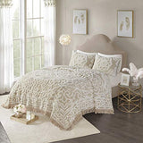 Madison Park Laetitia Lightweight 100% Cotton Quilt Set, Breathable Chenille Tufted, Shabby Chic Boho Medallion Design, Sham, Floral Taupe w/ Tassels, Full/Queen-2 Piece Madison Park
