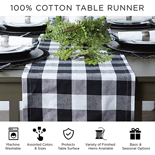 DII Buffalo Check Collection, Classic Farmhouse Table Runner, 14x72, Black & White DII