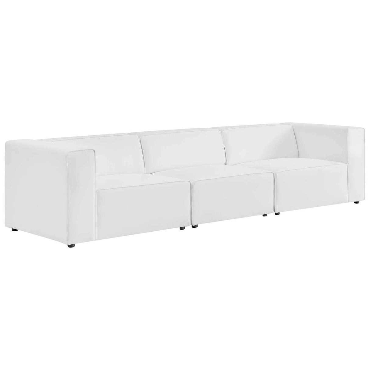 Modway Mingle Vegan Leather 3-Piece Sectional Sofa in White Modway