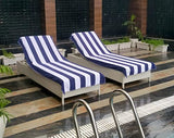 COTTON CRAFT Pool Lounge Chair Cover - 2 Pack - Chaise Beach Picnic Spa Towel - Cabana Stripe - Soft Premium Ringspun Terry Cotton - Oversized - 32 inch Wide x 82 inch Long with 7 inch Pocket – Navy