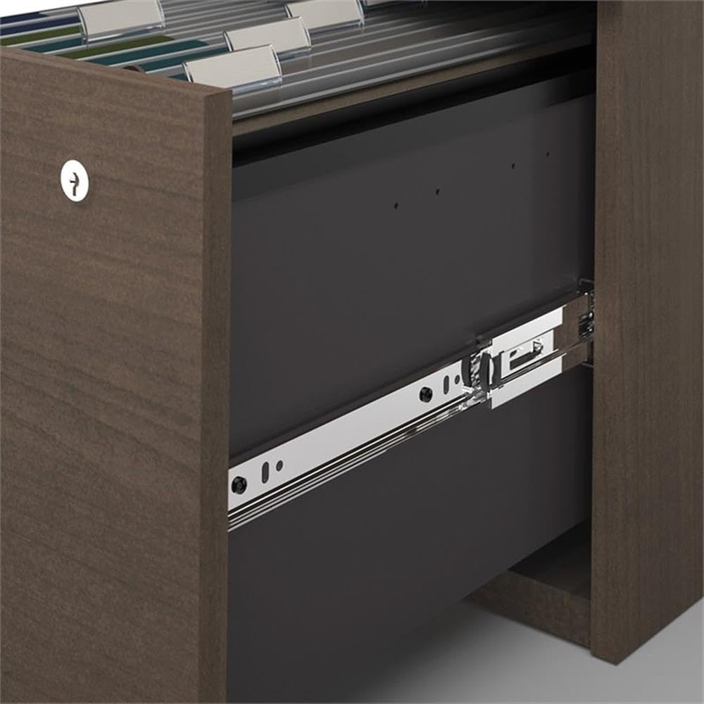 Atlin Designs 66" W x 95.5" D Modern Contemporary U-Shaped Wood Computer Desk with Hutch, for Home Office, Fully Reversible Unit, in Mahogany Finish Atlin Designs