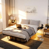 OLALITA Floating Full Size Platform Bed Frame with LED Lights & USB Charging Station Sturdy Metal Frame with Hidden Legs, No Box Spring Needed, Effortless Assembly(Black, Full) OLALITA