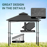 Grill Gazebo 8'x 5' Outdoor Grill Canopy BBQ Gazebo w/Air Vent, Barbecue Gazebo Canopy with 7 Hook Tools for Patio Backyard Barbecue Picnic, Black FUNG YARD