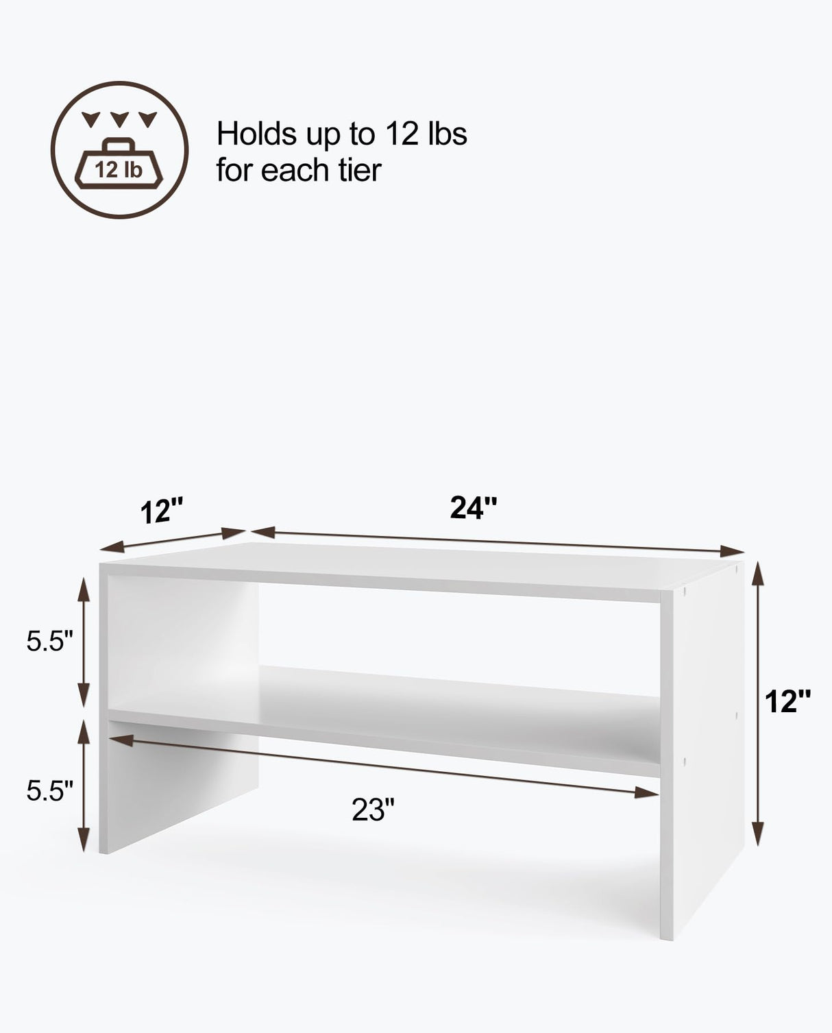 LOWOSA 2-Tier Stackable White Shoe Rack, Wooden 2-Shelf Shoe Organizer Freestanding Shoe Storage Stand for 6-9 Pairs, Perfect for Closet, Entryway, Office Use - Modern White LOWOSA