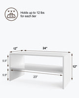 LOWOSA 2-Tier Stackable White Shoe Rack, Wooden 2-Shelf Shoe Organizer Freestanding Shoe Storage Stand for 6-9 Pairs, Perfect for Closet, Entryway, Office Use - Modern White LOWOSA