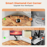 Mericonia 50 inch Large L Shaped Desk, Simple Corner Gaming Desk with CPU Stand & Hooks, Computer Desk for Home, Bedroom & Office Workspace, Dark Brown Mericonia
