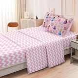 SIRDO Kids Magical Princess Comforter Set Bed in a Bag Twin Size- 5 Piece Soft Cute Castle Bedding Set for Girls (1 Comforter, 1 Flat Sheet, 1 Fitted Sheet, 2 Pillowcases), Pink SIRDO