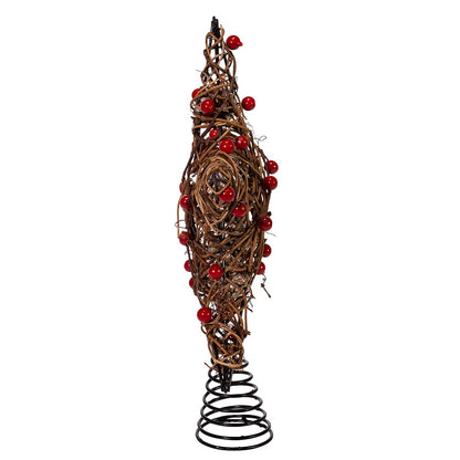 Kurt S. Adler 12-Inch Natural Brown Star Treetop with Berries Tree Topper, Multi