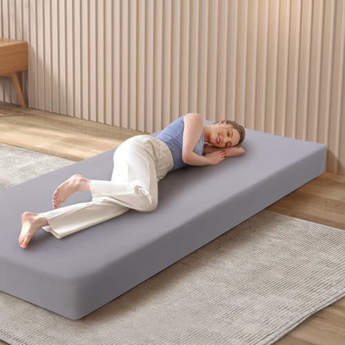 Cot Sheets 31" x 75", Cot Fitted Sheet for Narrow Twin/RVs Bunk/Camper Bunk/Guest Beds/Army Cots/Trifold Mattress/Travel Size Mattress, Shrinkage & Stain Resistant Cot Size Cover, Gray JQCOVEI