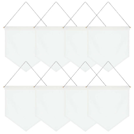 FVIEXE 8PCS Canvas Banner Blank, White Canvas Banners with Wooden Dowel, Enamel Pin Wall Display Banner Holder for Enamel Pins Lapels Badges Buttons Patches Collection, 26 x 30cm FVIEXE
