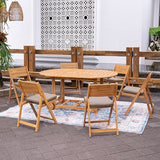 Cambridge Casual Miami Teak Wood Patio Dining Set with Cast Shale Cushion, Natural Teak/Cast Shale Cambridge Casual