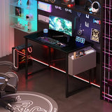 NEWBULIG 40 Inch Computer Desk Home Office Desks for Bedroom Writing Gaming Work Study Table with Storage Bag for Small Spaces, Modern Workstation in Matte Black NEWBULIG