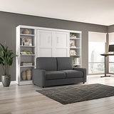 Bestar Pur Full Murphy Bed with Sofa and Shelving Units, 109-inch Space-Saving Wall Bed with Storage Bestar