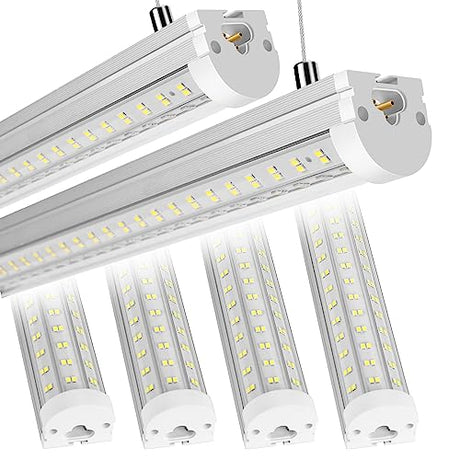 Phiwicsh 8FT LED Shop Light, U Shape 125W Integrated LED Tube Light, 6500K Clear White, 20000LM Super Bright LED Lighting, Flush Mount/Hanging Linkable LED Ceiling Lights for Garage, Plug&Play,6 Pack Phiwicsh