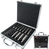 Annular Cutter Set 13 Pcs by S&F STEAD & FAST, Cutting Depth 2" Cutting Diameter 7/16" to 1-1/16" Inch, Mag Drill Bits Kit for Magnetic Drill Press, with 2 Pilot Pins S&F STEAD & FAST