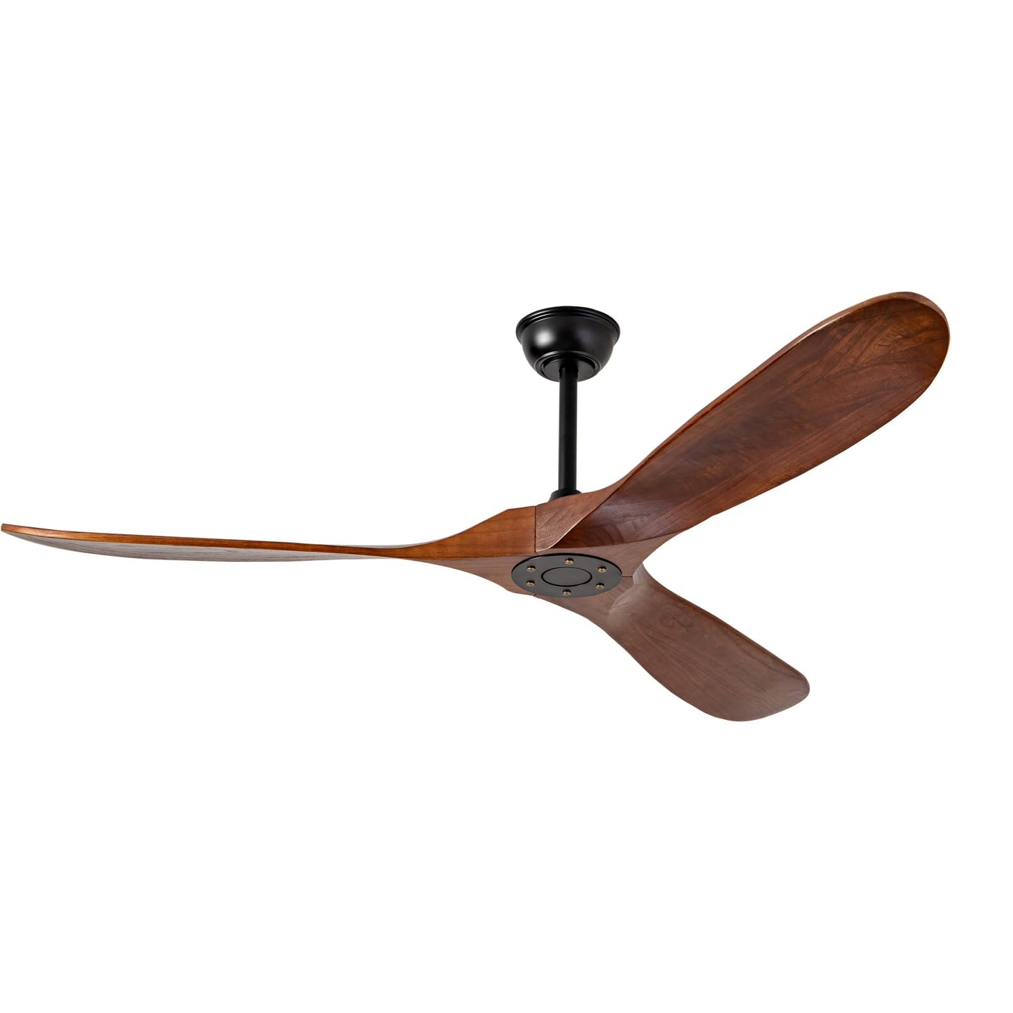 Ceversa 60 Inch Solid Wood Ceiling Fans No Lights Remote Control,Large Outdoor Real Wood Ceilings Fan Without Lights 3 Walnut Blades Craftmade Quiet for Patio Farmhouse Living Room Bedroom Office