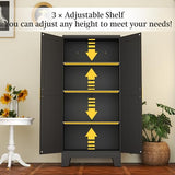RISTERN Black Metal Storage Cabinet, 61" Steel File Cabinet for Home Office, Kitchen Pantry Storage Cabinet with Doors and 3 Adjustable Shelves, Metal Tool Cabinet, for Office, Home, Garage, School RISTERN