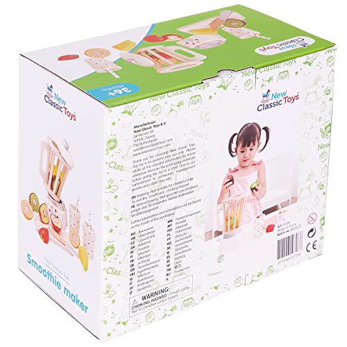 New Classic Toys Wooden Smoothie Set - Pretend Play Toy for Kids Cooking Simulation Educational Toys and Color Perception Toy for Preschool Age Toddlers Boys Girls New Classic Toys