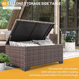 UDPATIO 6 Piece Patio Furniture 7 Seats Wicker Outdoor Sectional, Thick Cushions Patio Couch Chair with Ottoman & Storage Table for Porch, Balcony UDPATIO