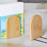 2 Pcs Natural Bamboo Bookend Large Capacity Office Book Ends Anti Slip Book Stand Holder Bookshelf Ends for Home Office Library School Study Decoration n\c
