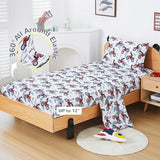 Viviland 3 Pieces Boys Grey Twin Sheet Set - Soft Microfiber Fitted Flat Sheets & Pillowcase - Red Motorcycle Print Bedding Sets - for Kids & Toddlers Viviland