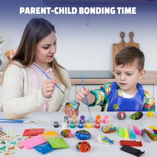 EPUMP Rock Painting Kit for Kids - Glow in The Dark Arts and Crafts for Boys and Girls Ages 6-12, Kids Craft Paint Kits, Art Supplies, Creative Arts and Crafts Toys Christmas Birthday Party Gifts EPUMP