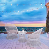 Athena Collection Outdoor Patio Furniture Set Wicker Bistro Set, 3 Piece Conversation Set All-Weather PE Rattan Chairs with Seat Cushions & Glass Table for Porch, Backyard, Beige Athena Collection