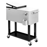 VINGLI 80 Quart Rolling Ice Chest, Portable Patio Party Bar Drink Cooler Cart, with Shelf, Beverage Pool with Bottle Opener,Grey VINGLI