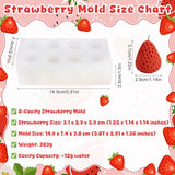 8 Cavity 3D Strawberry Silicone Mold, Candle Mold for Soap, Wax Melt, Cake Decorating, Chocolate Candy Baking DIY Crafts Supplies - Non-Stick Easy Release Strawberry Molds for Homemade Treats & Gifts