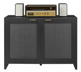 Crosley Furniture Kenji Media Console, Record Player Stand with Vinyl Storage, Modern Home Organizer, Black Crosley Furniture