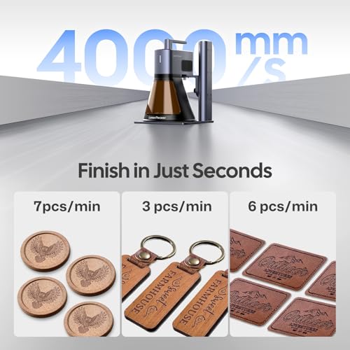 LaserPecker LP2 Plus (Basic) 10W Diode Laser Engraver, 4000mm/s Ultra-Fast Speed 4K Precision Portable Cutting & Engraving Machine for Wood, Leather, Acrylic, Coated Metal and etc. LaserPecker