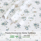 RUVANTI 100% Organic Cotton Sheets Queen Size, Percale Weave, GOTS Certified, 4-Piece Set, Deep Pocket 15", Crisp & Breathable, Soft Durable Bedding, Sábanas Algodón Orgánico – Halcyon RUVANTI
